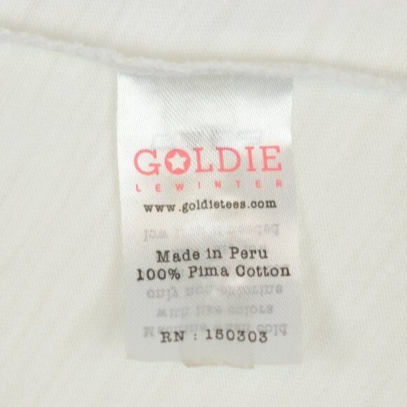 Goldie Women's Medium White Pima Cotton Split Neck Ruffled Short Sleeve Blouse - Picture 7 of 8